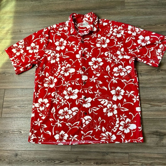 Red Floral Hawaiian Shirt - Picture 1 of 6